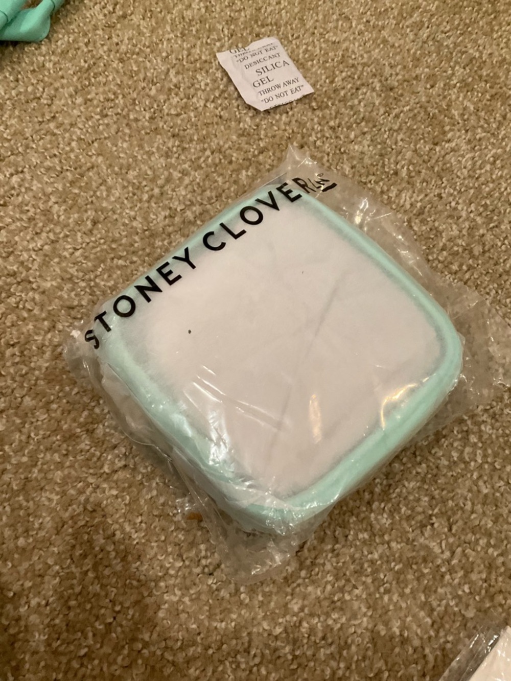 Stoney Clover Lane White and Mint Travel Pouch